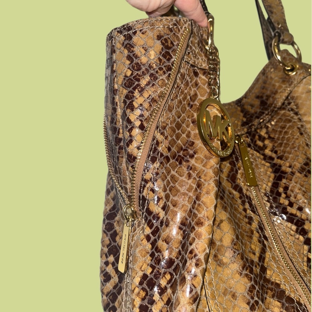 Michael Kors Tan Genuine Python Snake Shoulder Bag - image 5